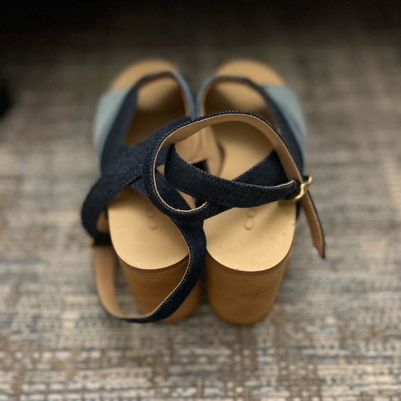 Coach wooden and denim clog wedge sandals size 6 - Picture 5 of 12